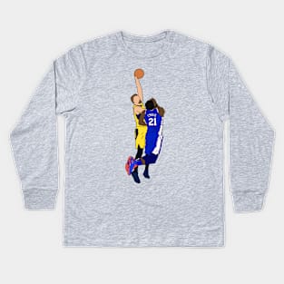 Domantas Sabonis Dunks On Joel Embiid Kids Long Sleeve T-Shirt